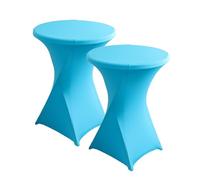 iEventStar Lot de 2 Housses Extensibles en élasthanne pour Table de Bistro Table de Cocktail Table de Bar Mariage renforcement des Pieds pour Table de Bistro (mer Bleue, diamètre 80-85)