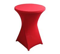 iEventStar Stretch Nappe Housse Lavable Nappe Mange Debout Ronde Protection pour Bar Table de Banquet de Mariage Table Cocktail Haute de Bistro Decoration Noel (Rouge, diamètre 80-85 cm)