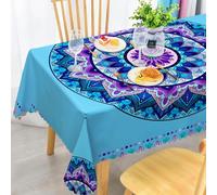 iEvery Nappe de table de jardin, lavable, style bohème, motif mandala, rectangulaire, résistante aux intempéries, en polyester, imperméable, pour extérieur, table de jardin, cuisine, table à manger