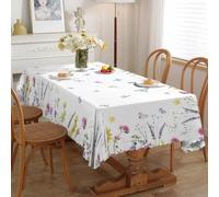 iEvery Nappe rectangulaire à motif floral lavande facile à nettoyer en polyester imperméable pour la maison, la salle à manger, la cuisine, le jardin, le pique-nique, la terrasse, la fête en plein