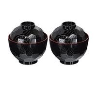 Iewroyt 2pcs bols de soupe miso bols japonais traditionnels riz léger avec couvercle de qualité alimentaire en plastique et ramen rouge bol pour servir des nouilles riz, soupe japonaise