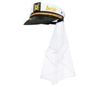 Iewroyt Chapeaux de capitaine de la mariée et du marié avec voile - Bachelor Bachelor Bachelorette Party Hat |.Accessoires douche nuptiale amusants cadeaux femmes cadeaux