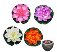 Iewroyt Eau Artificielle lis Mousse de Mousse Lotus Fleur décor de l'étang pour étang pour Piscine Jardin 4pcs décoration