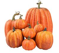 Iewroyt Halloween Artificial Pumpkins Harvest Thanksgiving Lifeke Life Life Légélation Légumes 8pcs, décoration de scène d'halloween