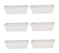 Iewroyt Jardinière 6pcs Plancheur de fenêtre ventilée avec Drainage PP Rectangle avec Plateau 16.9x7.1x6.3 Pouces Végétable à Fleur pour Le Jardin de fenêtres au Balcon, Rectangle Gris Clair