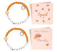 iewrtcin Lot de 2 bracelets Apero pour femme - Carte d'anniversaire Aperol avec enveloppe - Orange - Décoration d'été - Pour petite amie, collègue, famille, Große, Pierre brute, Pas de gemme