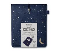 IF Bookaroo Books – Pochette de rangement Motif lune et étoiles – Bleu foncé/doré