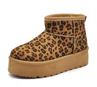 IF Bottes Bottines Mammut Femme Cheville Avec Poils Fourrure Plate-forme Coin Suède Synthétique P309, P309 Léopard, 39 EU Stretta