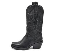 IF Fashion Bottes Bottines Texani Cowboy Western Chaussures Femme Pointe Camperos Ethnique C19004-4, 886 Noir, 39 EU