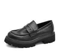 IF Fashion Chaussures Mocassins Slip On Loafers Femme Plate-forme Plate, Forme YL98A, 70027 Noir, 38 EU