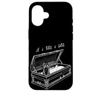 If I Fits I Sits Black Cat Coffin Kitty Sitting in A Casket Coque pour iPhone 16