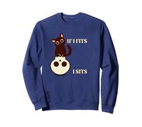 If I Fits I Sits Black Cat in Skull Kitten Lovers Sweatshirt