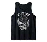 If I Fits I Sits - Funny Black Cat Skull Débardeur