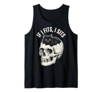 If I Fits I Sits - Funny Black Cat Skull Débardeur