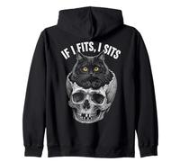 If I Fits I Sits - Funny Black Cat Skull Sweat à Capuche