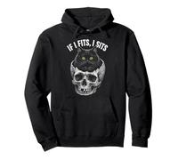 If I Fits I Sits - Funny Black Cat Skull Sweat à Capuche