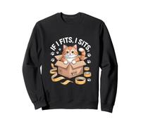 If I Fits I Sits Joli Chat Orange dans Une boîte en Carton Sweatshirt
