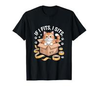 If I Fits I Sits Joli Chat Orange dans Une boîte en Carton T-Shirt