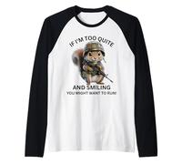 If I'm Too Quite Run! Écureuil Mignon Portant Une Tenue Militaire Manche Raglan