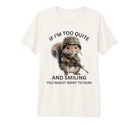If I'm Too Quite Run! Écureuil Mignon Portant Une Tenue Militaire T-Shirt Haut de Gamme
