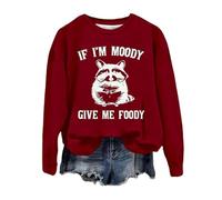 If I'mMoody Give Me Foody Sweat à capuche décontracté à manches longues pour femme, Rouge, M