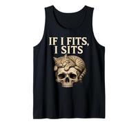 If It Fits I Sit Black Cat Skull Funny Kitty Débardeur