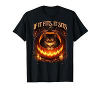 If It Fits It Sits Black Cat Gothique Dark Humour Halloween T-Shirt Graphique avec Valeur