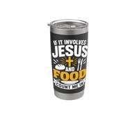 If It Involves Jesus And Food Count Me In Christian Foodie Gobelet isotherme en acier inoxydable double paroi