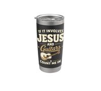 If It Involves Jesus and Guitars Guitarist Christian Music Gobelet isotherme en acier inoxydable double paroi