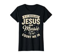 If It Involves Jesus & Music Count Me in Christian Musician T-Shirt Graphique avec Valeur