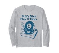If It's Nice Play It Twice Retro Vinyl Record Music Lover Manche Longue