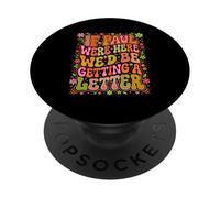If Paul Were Here Groovy 70s Funny Christian Humour PopSockets PopGrip Adhésif