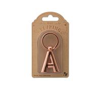IF Porte-clés en métal avec lettres de l'alphabet personnalisables - Or rose - A