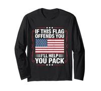 If This Flag Offends You I'll Help You Pack American Flag Manche Longue