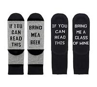 If You Can Read This Bring Me A Glass of Wine,If You Can Read This Bring Me A Beer Chaussettes Longues en Coton Homme Femmes Chaussettes