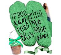 “If You Can Read This Bring Me Some Gin!” - Gift for Women Her Wife Funny Socks with Cupcake Gift Packaging - Fuzzy Warm Cotton Hostess Housewarming Novelty Romantic Birthday Present Gin Lover