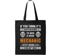 If You Think It's Expensive to Hire A Good Mechanic Try Hiring A Cheap One Funny Piston Crâne Sac fourre-tout en coton biologique naturel noir, noir, taille unique, noir, En storlek