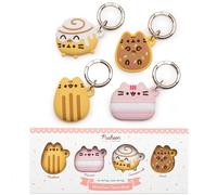 iFace x Pusheen Café Series Coque de Protection en Silicone [Compatible avec Apple AirTag] [étui à Personnage Mignon] [Mousqueton Porte-clés Inclus] - Lot de 4 dans Un Coffret Cadeau