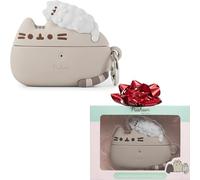 iFace x Pusheen le chat [Compatible avec AirPods Pro 1/Pro 2 ; pas pour Pro 3] Étui mignon - Housse de protection en silicone [clip à mousqueton inclus] [compatible avec le chargement sans fil