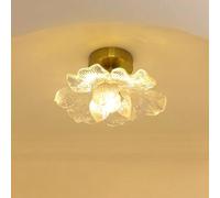 IFAIBYRNK Plafonnier Moderne À Pétales De Fleurs De 25 Cm, LED 3 Couleurs, Intensité Variable, Finition Dorée, Avec Pétales Décoratifs En Résine, For Entrée, Couloir Et Balcon.