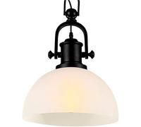 IFAIBYRNK Suspension Nordique Blanche En Fer Forgé Et Verre, Lustre Style Couvercle À Une Tête E27, Éclairage De Plafond Industriel Rétro, For Restaurant, Café,
