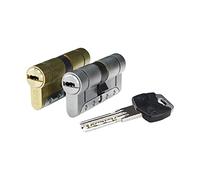 IFAM Cylindre de la série Iridium, 30 x 30 mm, levier 13 mm, cylindre de porte, 5 clés, double protection anti-éclats, anti-perçage et anti-espace, double système anti-choc, serrure profilée européenne, couleur nickel