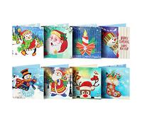 iFCOW Lot de 8 cartes de vœux de Noël 5D à faire soi-même avec peinture diamant pour les fêtes entre amis et la famille