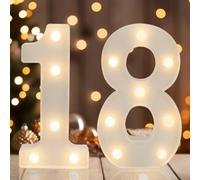 IFDGCTK Chiffres lumineux à DEL décoratifs pour 18e anniversaire, lumières LED blanc chaud, panneau lumineux pour décoration de fête d'anniversaire 18 ans