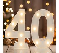IFDGCTK Chiffres lumineux à DEL décoratifs pour 40e anniversaire, lumières lumineuses à DEL blanc chaud, panneau lumineux pour décoration de fête d'anniversaire 40 ans