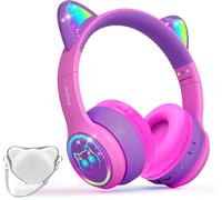IFECCO Casque Audio Enfant Bluetooth avec Microphone,Lumi¿¿re LED Dinosaure ¿¿couteurs avec Etui,Enfant Casque sans Fil Bluetooth pour Ecole Tablette T¿¿l¿¿phone