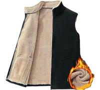 IFFANY Gilet en laine d'agneau pour hommes, gilet chaud en polaire d'automne et d'hiver, veste décontractée coupe-vent chaude sans manches à fermeture éclair avec poches