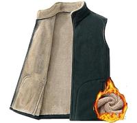 IFFANY Gilet en laine d'agneau pour hommes, gilet debout doublé polaire, veste coupe-vent chaude sans manches à fermeture éclair complète, automne et hiver