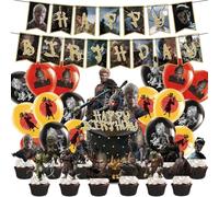 IFHDO 46 PCS Wu Kong Balloons,Décoration Anniversaire Légende De Bannière,Joyeux Anniversaire Topper De Gâteau,Black Myth Ballons,Comprend les banderoles, les ballons, Bouchon de gâteau