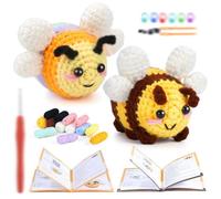 IFHDO Kit de Crochet pour Débutants, Bee Kit de Crochet, Bee Animal Complet Crochet tricot kitKit Crochet Animaux Debutant avec étape par étape Tutoriel Vidéo pour Bricolage Création à la main